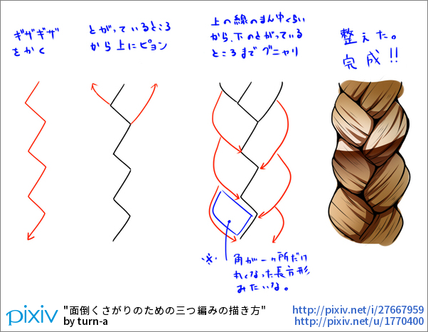 Pixivision 簡単な三つ編みの描き方を説明したイラストを特集しました 講座 簡単 三つ編みの描き方特集 T Co 2hdqnhwi9o Pixivspotlight T Co ytpufpx9