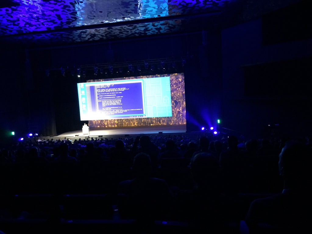 DockerLima's tweet photo. First demo of the day at #DockerCon running a docker app on windows. https://t.co/p5IM5xmXzt