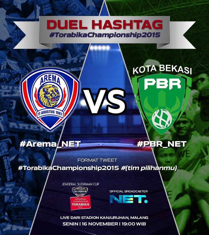 mdtvindonesia's tweet photo. Jgn lupa untuk mendukung Arema (#Arema_NET) dan PBR (#PBR_NET) dalam Duel Hashtag! #TorabikaChampionship2015 https://t.co/aZqmKYKeC2