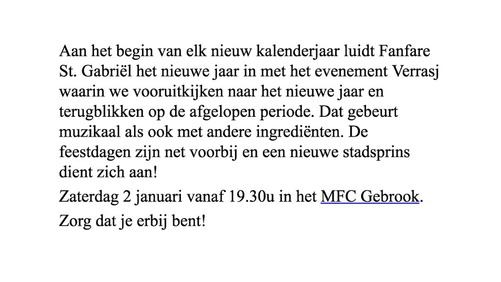 OosFanfaar's tweet photo. Zaterdag 2 januari vanaf 19.30, het evenement Verrasj! 
We vinden het gezellig als je erbij bent! https://t.co/1HPkJyx231