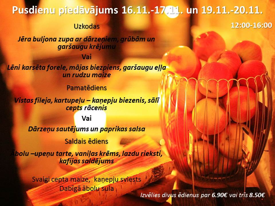 Šīs nedēļas pusdienu piedāvājums.
Gaidīsim Jūs ciemos :)