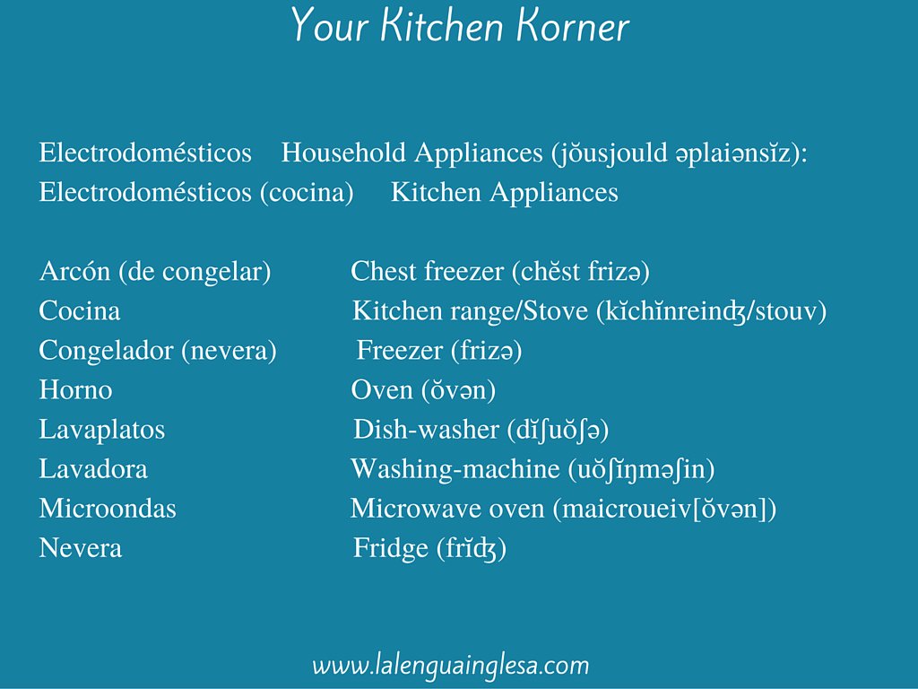 Kitchen Appliances Spanish Voc ab Kitchen appliances, Kitchen range
