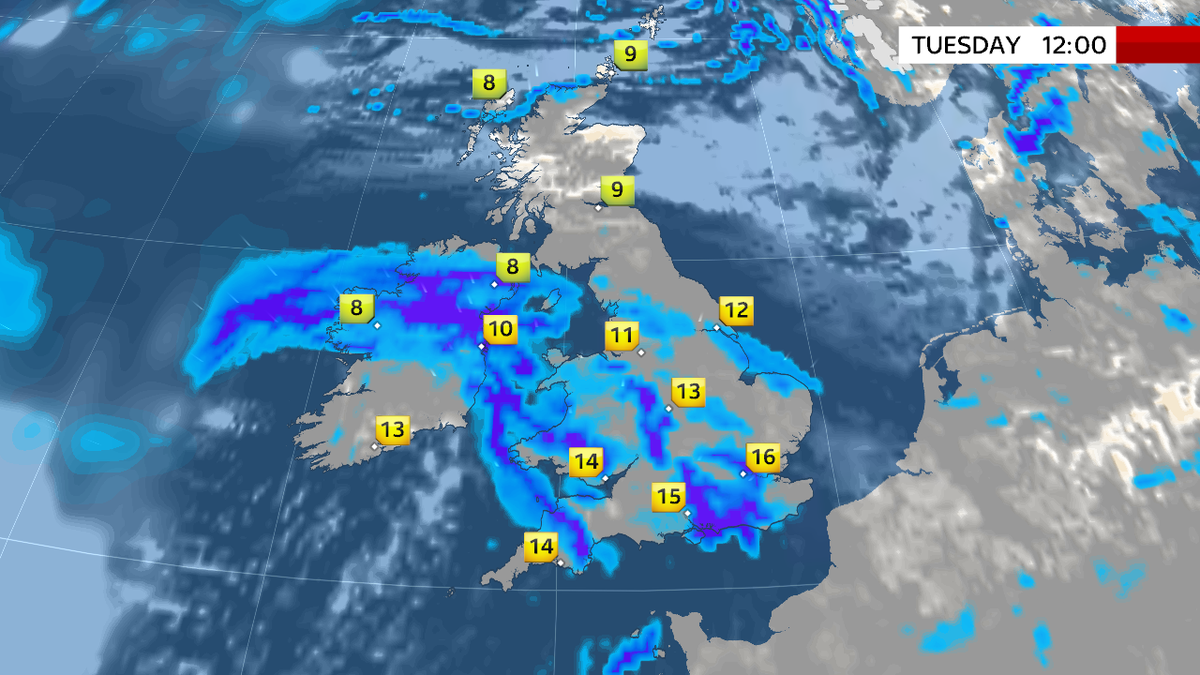 SkyNewsWeather's tweet photo. #StormBarney has been named &amp; will affect parts of Ireland &amp; S Britain Tues pm/eve. Disruptive 70mph gusts possible. https://t.co/x0GyjH40gd