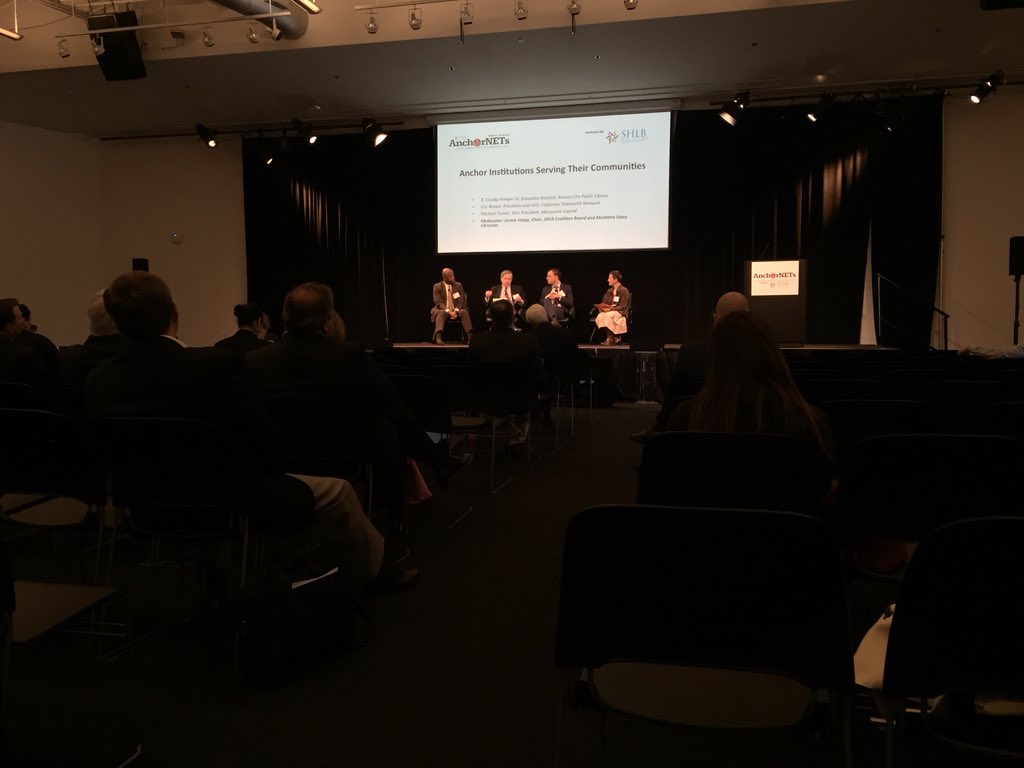 BroadbandCensus's tweet image. &quot;Anchor Institutions Serving Their Communities&quot; panel at the #anchornets #shlb #broadband conference here.