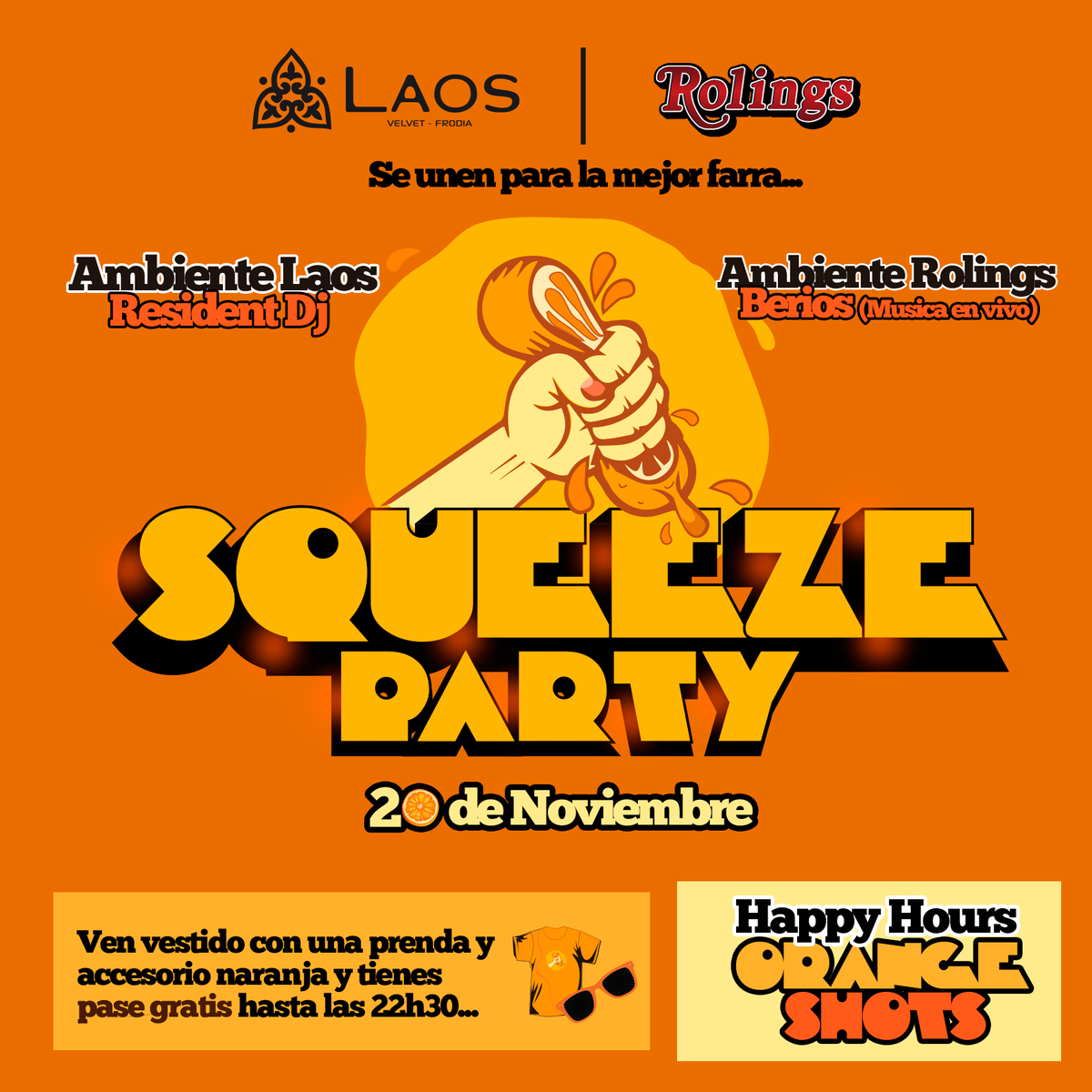 lolasbardiscotk's tweet photo. Este viernes todos nos vamos de naranja a #LAOSDISCOTECA
#SQUEEZEPARTY https://t.co/JGISnZSiFY