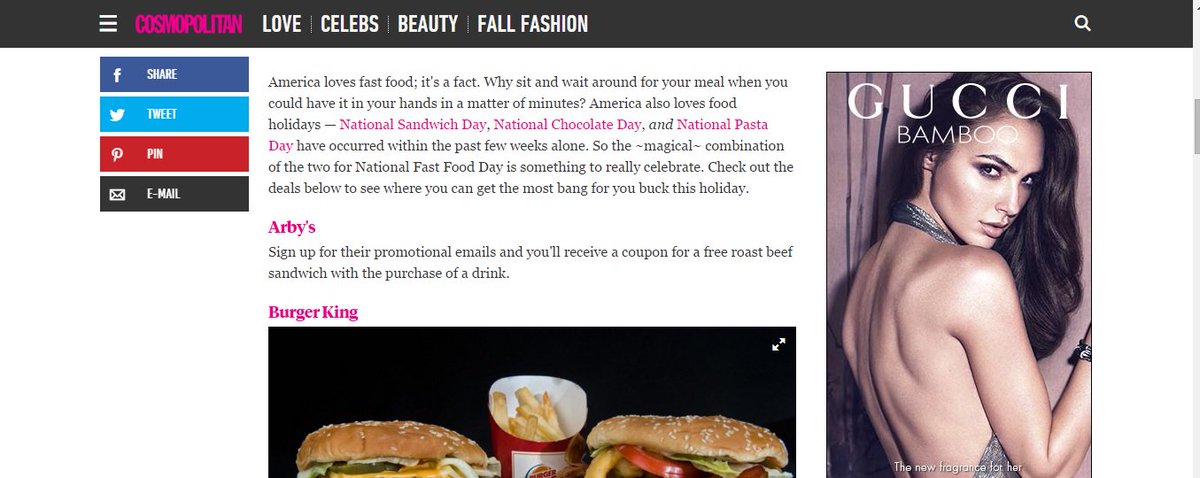 Found an error in the very first paragraph of Cosmo's National Fast Food Day article #jlmc349