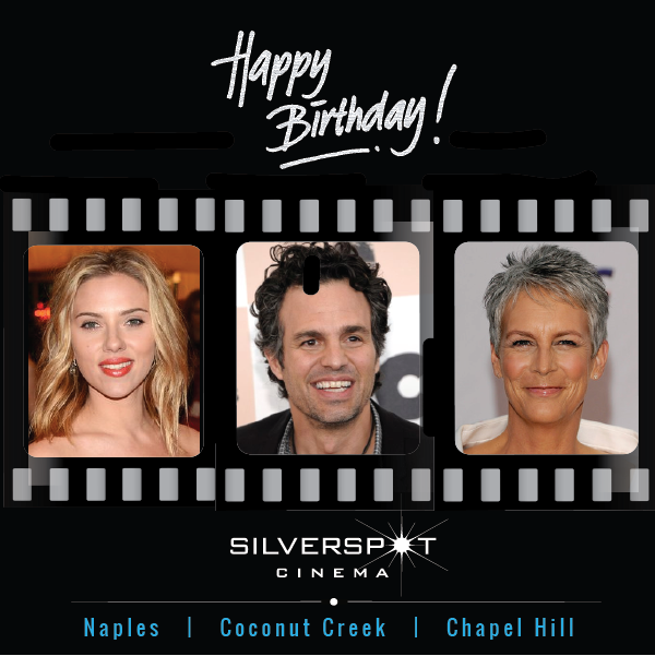    Happy birthday to you, happy birthday to you   Scarlett Johansson, Mark Ruffalo and Jamie Lee Curtis 