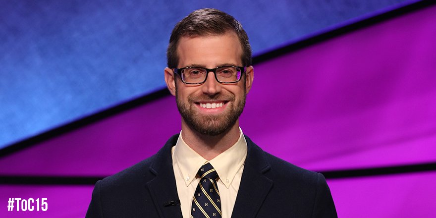 Jeopardy's tweet photo. The #ToC2015 semifinals begin today. Get ready, @grnwaz, @jwschultz, and @Dan_Feitel! https://t.co/YDv33nboIi