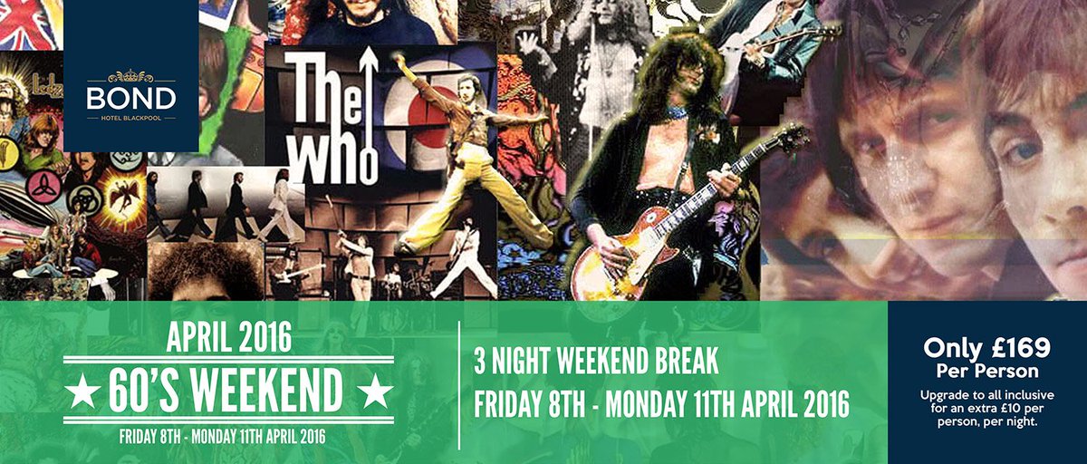 bondholidays's tweet photo. #60's WEEKEND | APRIL 2016
Friday 8th - Monday 11th April 2016
CALL NOW TO BOOK - 01253 341218
#themedbreaks https://t.co/t0ErsjdgzT