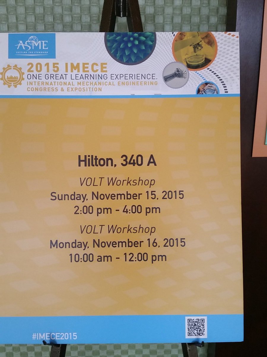 RuanderCardenas's tweet image. VOLT Workshop #IMECE2015
