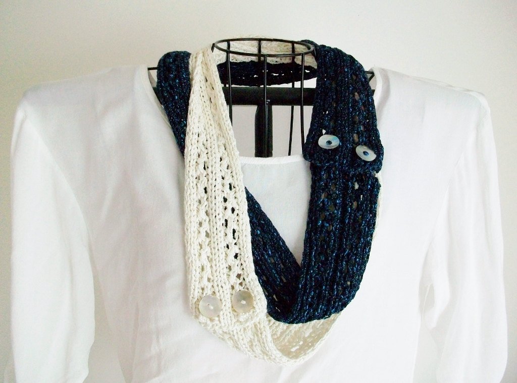 Bluestockinette's tweet photo. Navy Ivory Knit Skinny Scarf Set Lacy Open Knit Circle Scarf Be… https://t.co/PkzifHS7Tm #etsymntt #ConvertibleScarf https://t.co/z0rjsMyzdB