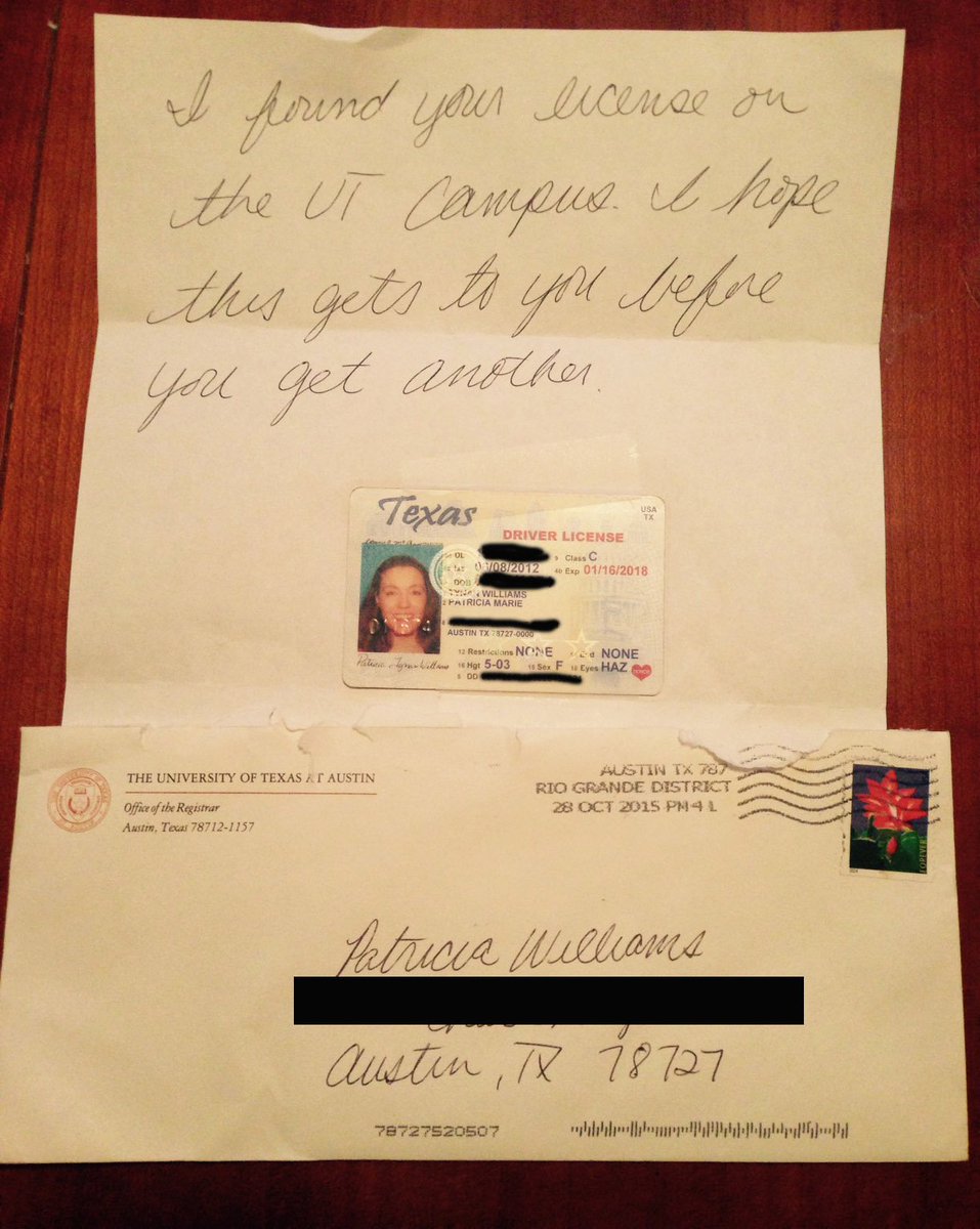 TheFutureScout's tweet photo. . @UTRegistrar pls share w/ your office good Samaritan, I don't know who they R. Thank U 4 returning my DL https://t.co/xXUHvjb54H