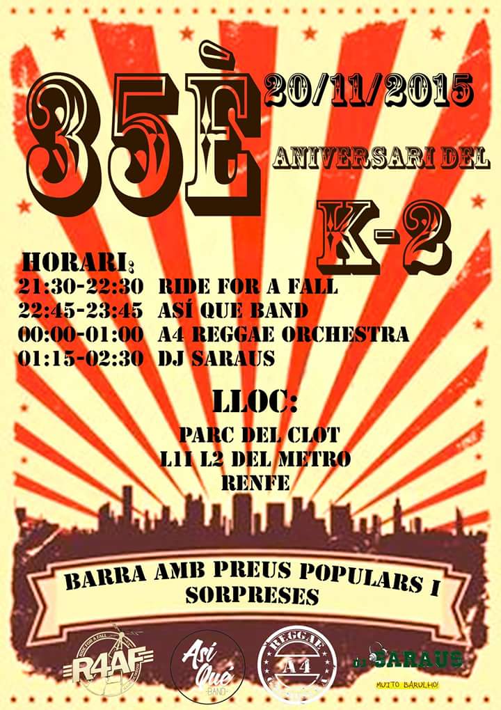 SarausDJ's tweet photo. Divendres #20N t'esperem al #Clot per celebrar el 35è aniversari del #K2 https://t.co/x7bheRVNBK