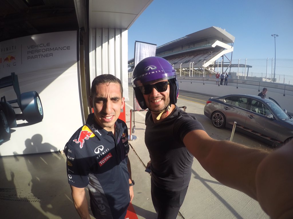 Ray_Sam's tweet photo. After some hot laps with #F1 driver @Sebastien_buemi today at @Dubai_Autodrome #InfinitiBeats https://t.co/Pzc3eNWjva