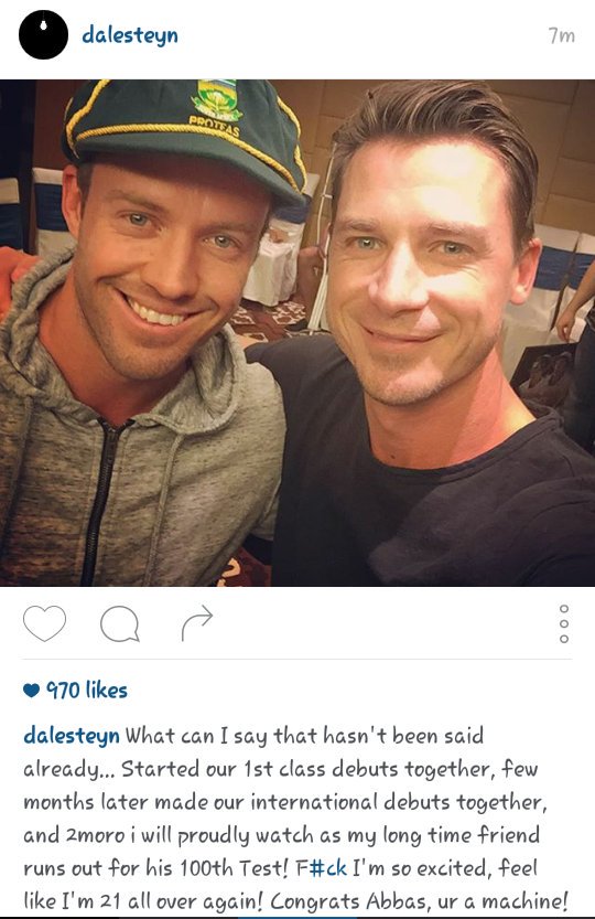 Panchayti10's tweet photo. #BatLikeAB #ABD100 #ProteaFire #CongratzABBAS @ABdeVilliers17 @DaleSteyn62 https://t.co/D2I3V5sKRv