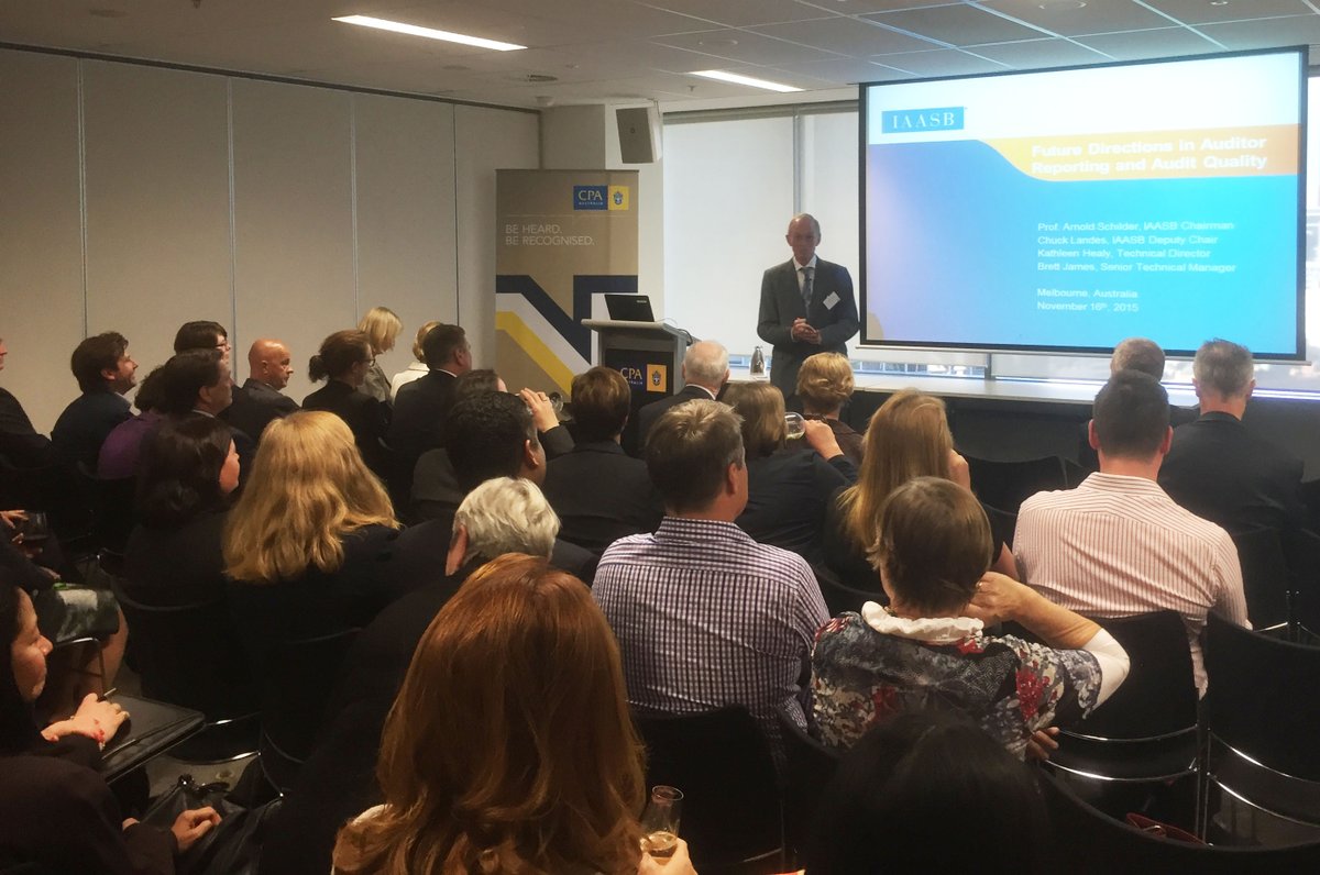 #IAASB Chairman <a href="/SchilderArnold/">Arnold Schilder</a> discusses future direction of #auditorreporting &amp; #auditquality w/ <a href="/cpaaustralia/">CPA Australia</a>