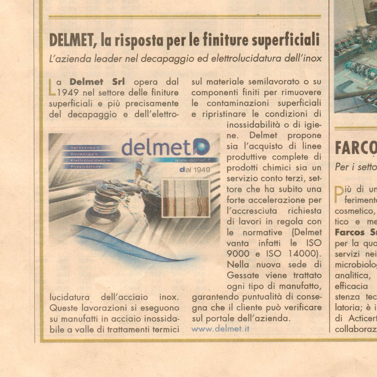 DelmetSrl's tweet photo. @DelmetSrl presente su il @sole24ore del 07/11/2015. Un'altra soddisfazione per noi. #tig #acciaio #inox #decapaggio https://t.co/FTzlnBlqR8