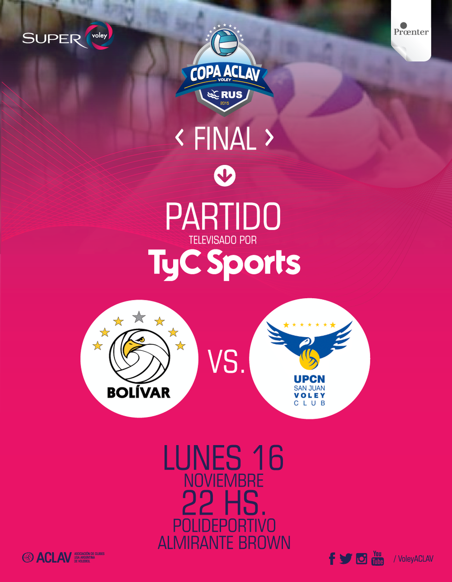 VoleyACLAV's tweet photo. ¿Qué mejor plan para esta noche que poner @TyCSports y mirar la #Final de la #CopaACLAVRUS? ¡No te la podés perder! https://t.co/GNOCKfg9T4