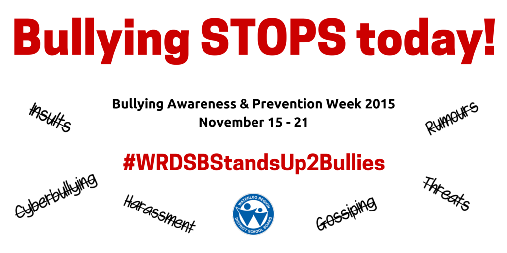 Help STOP #bullying! Nobody deserves that treatment. Share how YOU stand up to bullies using #WRDSBStandsUp2Bullies.