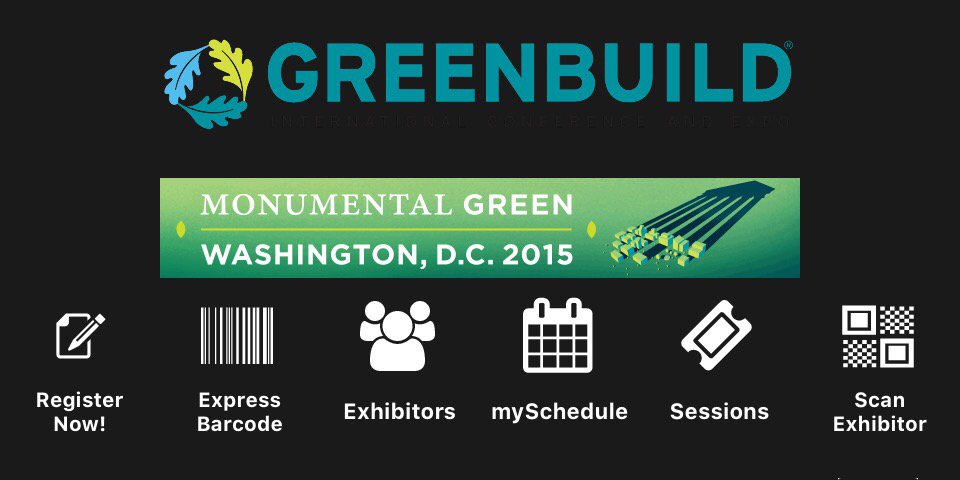 GBES's tweet photo. Get your #Greenbuild2015 app, it's going to be a busy week! @Greenbuild @USGBC #LEED
#NoSleepTilGreenbuild https://t.co/8qhYrbkutZ