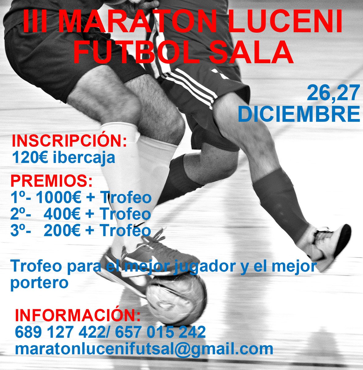Como cada navidad vuelve a Luceni la III Maratón de fútbol sala. Se abre el plazo de inscripción, Máximo 16 equipos.