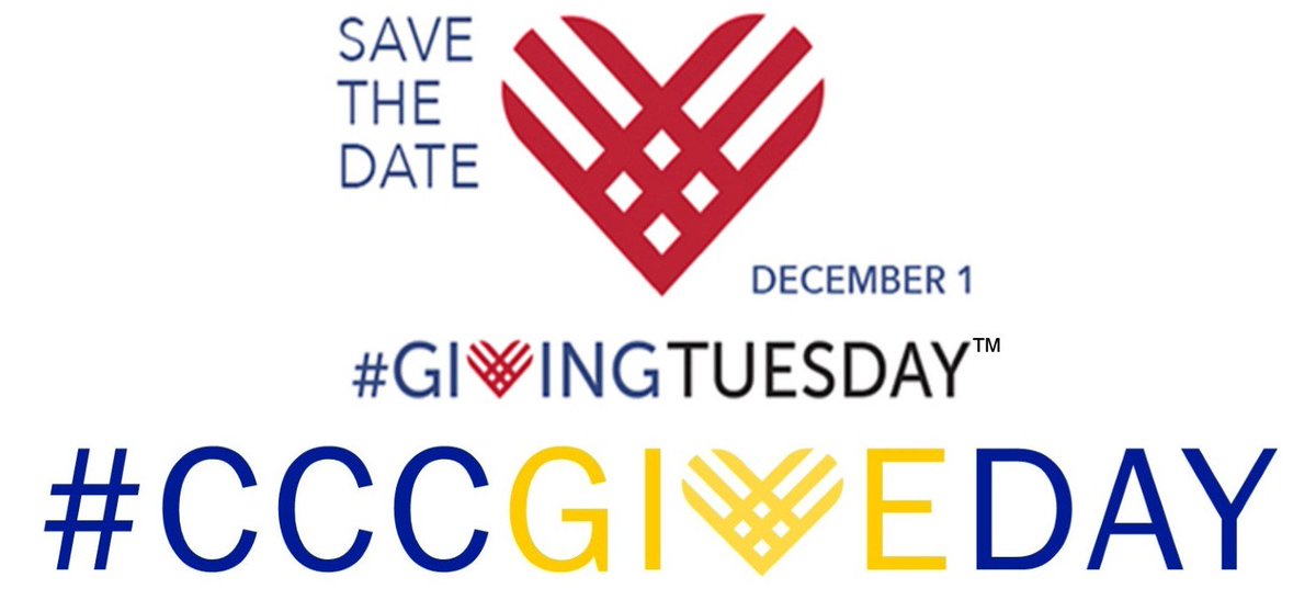 RCSJ_CCAlumni's tweet photo. Black Friday, Cyber Monday, #GivingTuesday. Support #CCCGiveDay 12/1/2015 at https://t.co/CEio0fj6aQ. https://t.co/FBpC6AZ0sC