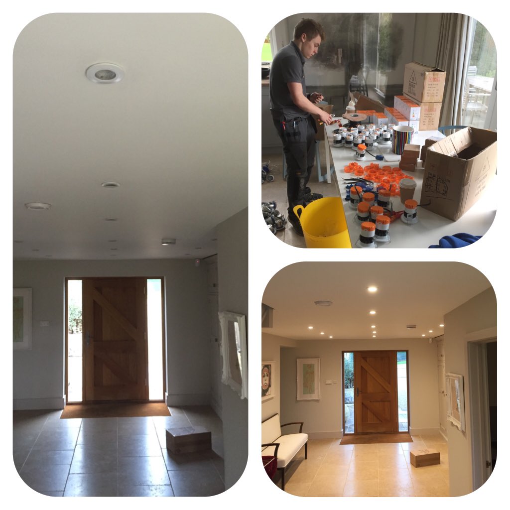 V busy day today fitting #Enlite #LED #downlights, we changed 92 #halogen units to LED = massive #energy #savings!