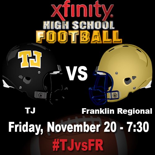 HSFootballPGH's tweet photo. RT for the Xfinity High School Game of the week to be 
@wjhsd vs @FRPantherSports!
#TJvsFR https://t.co/vCffg5kkd6