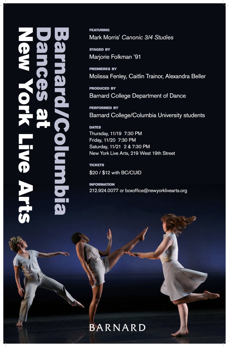 BarnardDance's tweet photo. THIS WEEK: Barnard/ Columbia Dances at @NewYorkLiveArts . TICKETS: https://t.co/mmUA6sPJ8j https://t.co/TlIlGM8HKN