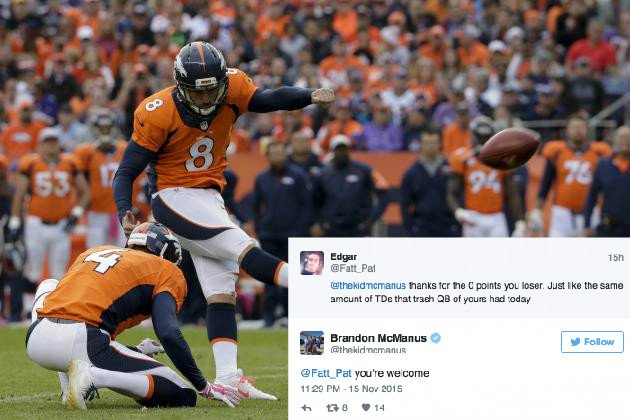 brgridiron's tweet photo. Broncos kicker responds to angry fantasy football owner who rips him and Peyton Manning https://t.co/Cqb0clq3vu https://t.co/F08zRgsA1S