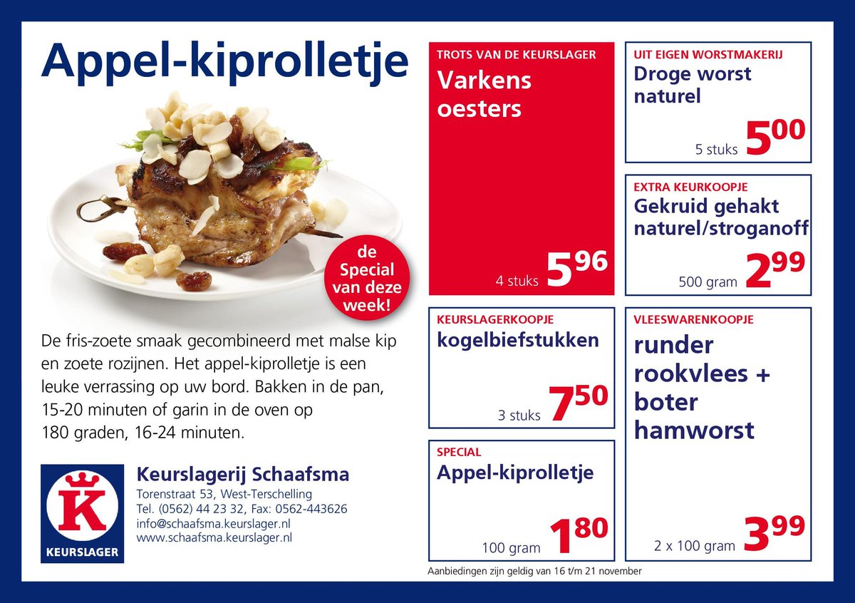 Onze aanbiedingen van deze week! #terschelling #keurslager #ambacht