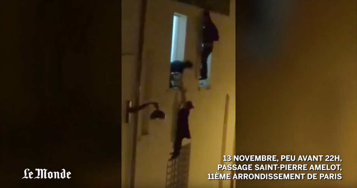 Le_Figaro's tweet photo. La femme enceinte suspendue à une fenêtre du #Bataclan est saine et sauve 
>> https://t.co/q5kZwmJ5q6 https://t.co/VMJhAf9sMm