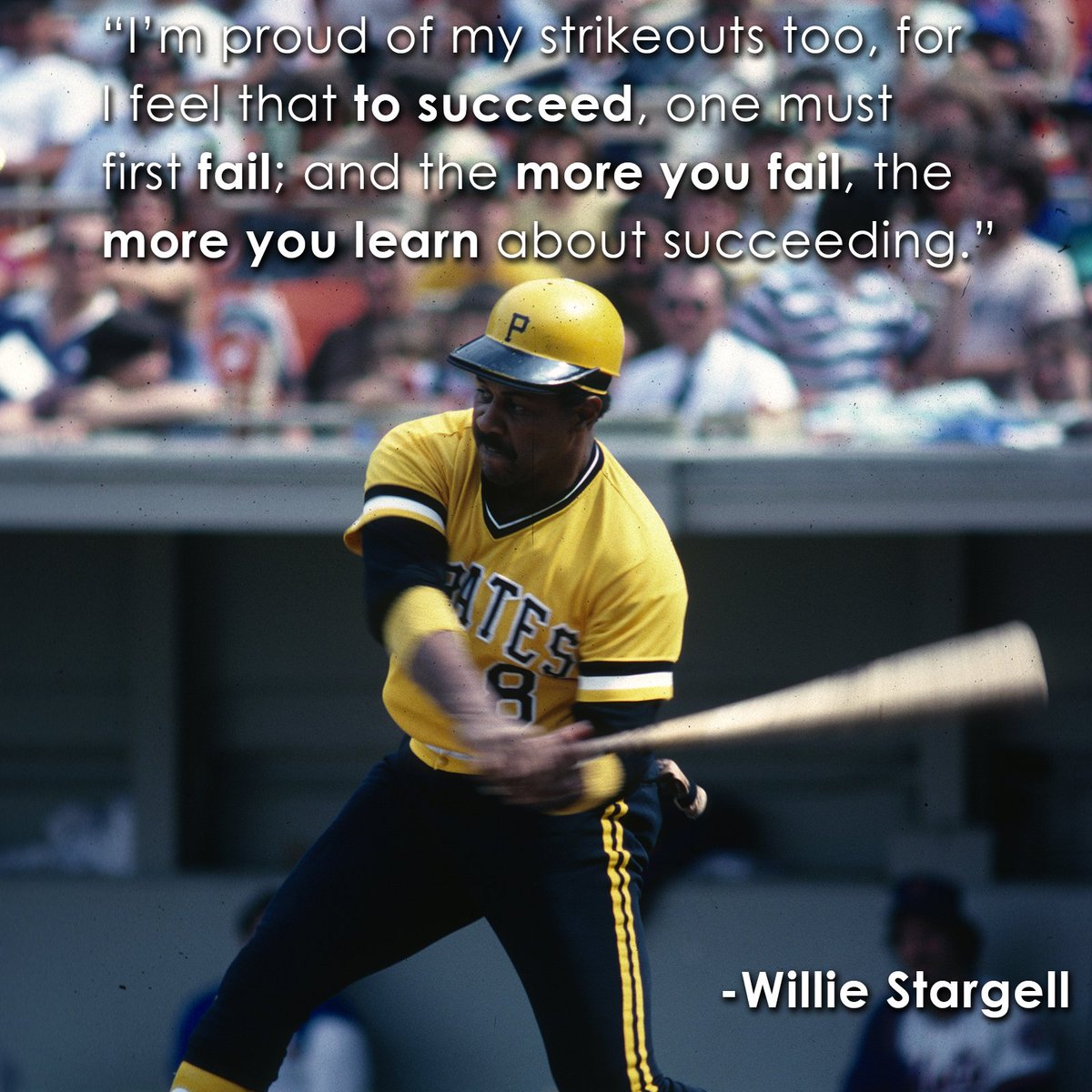 baseballhall's tweet photo. Today’s #MondayMotivation comes from Willie Stargell, a #HOF slugger who struck out 1,936 times. Keep swinging. https://t.co/DlXDXySdZg