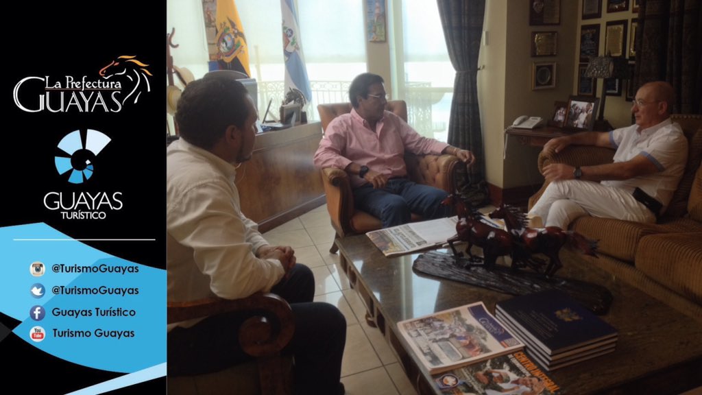 visitaguayas's tweet photo. José Sererols, Pdte. de #OMTE visita prefecto @jimmyjairala para coordinar detalles de simposio de turismo ecuestre https://t.co/K6KZVM64kh