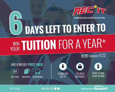 6 days left! D/L our mobile app <a href="/RECITcollege/">REC*IT</a> - m.onelink.me/1152b223 or login to enter to WIN FREE TUITION!