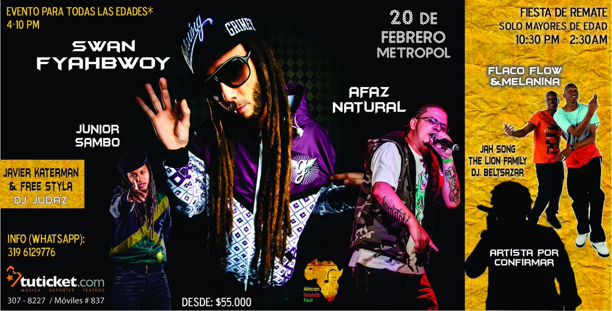 AfricanSoundsF's tweet photo. Ya lo sabes... @Fyahbwoy el chico del fuego estará en #Bogota en el Teatro @TeatroMetropol, Compra en @TuTicket_Co https://t.co/L9BAXfbavJ