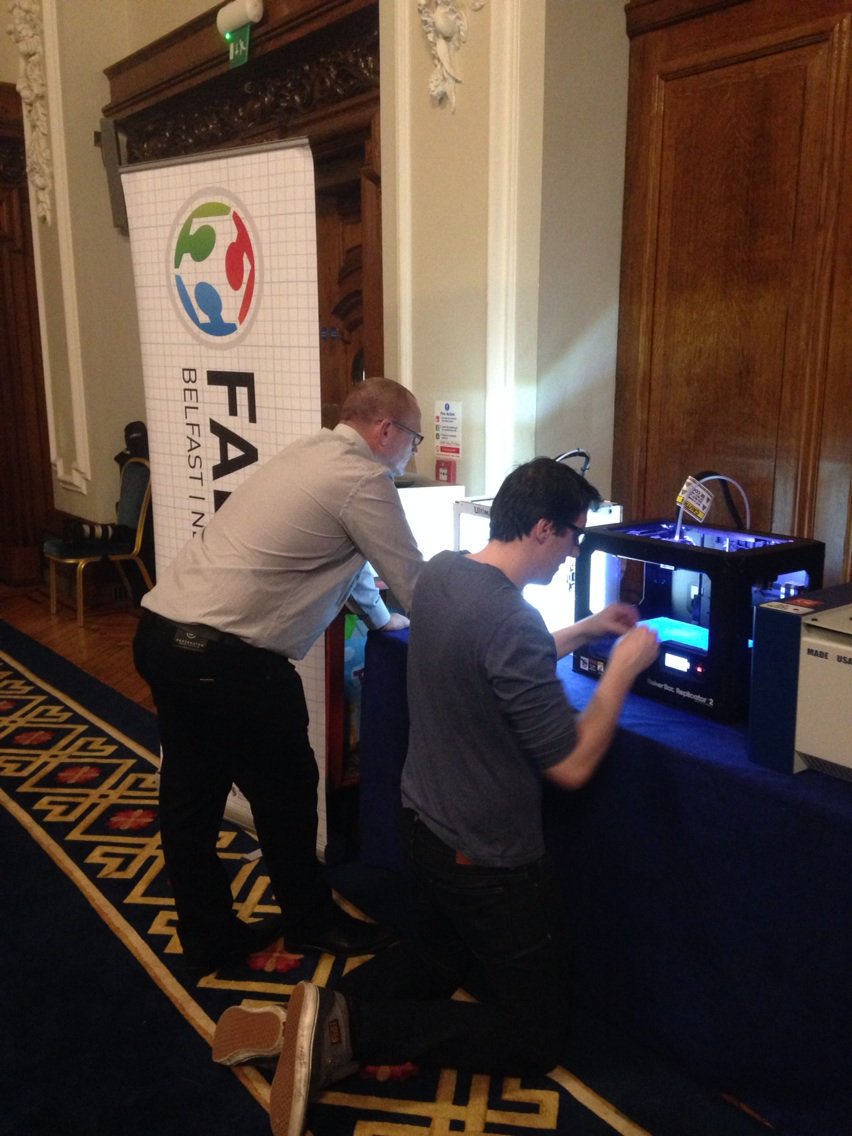 FabLabNI's tweet photo. Setting up for #BarclaysBizClub at Belfast City Hall #digitalbelfast #fablabUK https://t.co/21RCZSs7vK