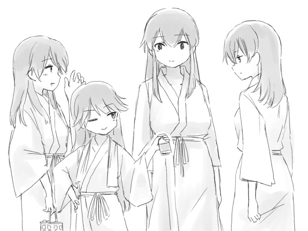 髪ほどくと誰だか分かりづらくなる一航戦(龍驤・鳳翔入り) 