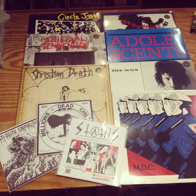 sorrystate's tweet photo. New stuff and restocks! #agnewworship #christiandeath #mdc #adolescents #reddkross #circlejerks #punkclassics #hits⦠https://t.co/6psluRavBt
