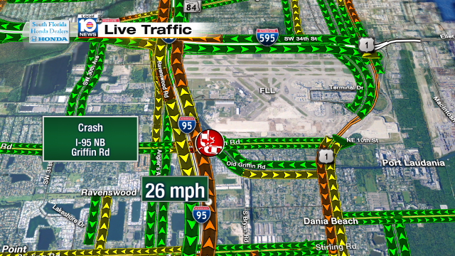 Crash on I-95 NB at Griffin Rd. Speeds at 26mph #traffic #dania @JeniseFernandez https://t.co/W5Xfi48WSw