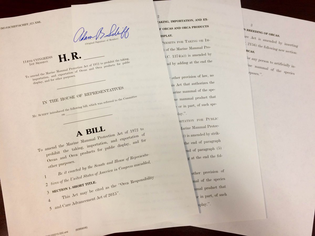 Today, I formally introduced the ORCA Act to responsibly phase out keeping orcas in captivity for public display.