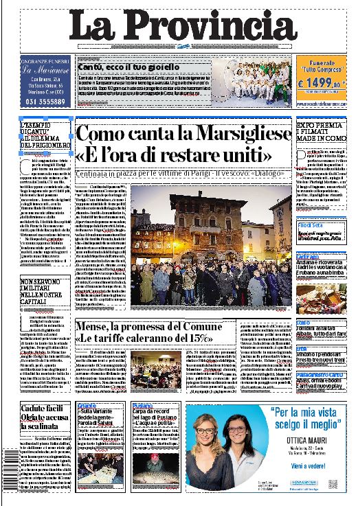 laprovinciadico's tweet photo. #ParigiComo La prima pagina de La Provincia del 17 novembre.
https://t.co/Zbzmds6gmc https://t.co/MT8UTOAdOK