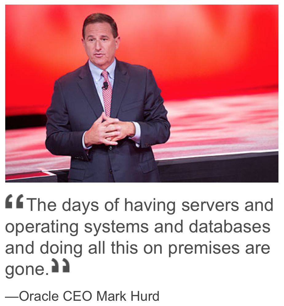 Oracle's tweet photo. #Oracle CEO @MarkVHurd Lays Out the Future of the #Cloud:  https://t.co/3VrNAgUm9N #oow15 https://t.co/x1qC34P8GG