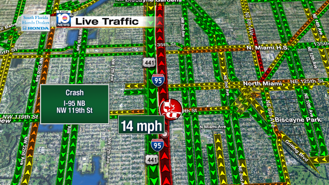 Crash on I-95 NB at NW 119th St. Speeds at 14mph #traffic #miami @JeniseFernandez https://t.co/DR2crVEOo9