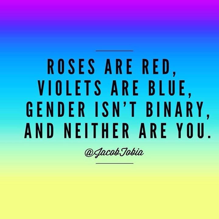 SGD_KU's tweet photo. "Roses are red, violets are blue, gender isn't binary, and neither are you." #KUTransAwareness @JacobTobia https://t.co/pBbJ8vnHvY