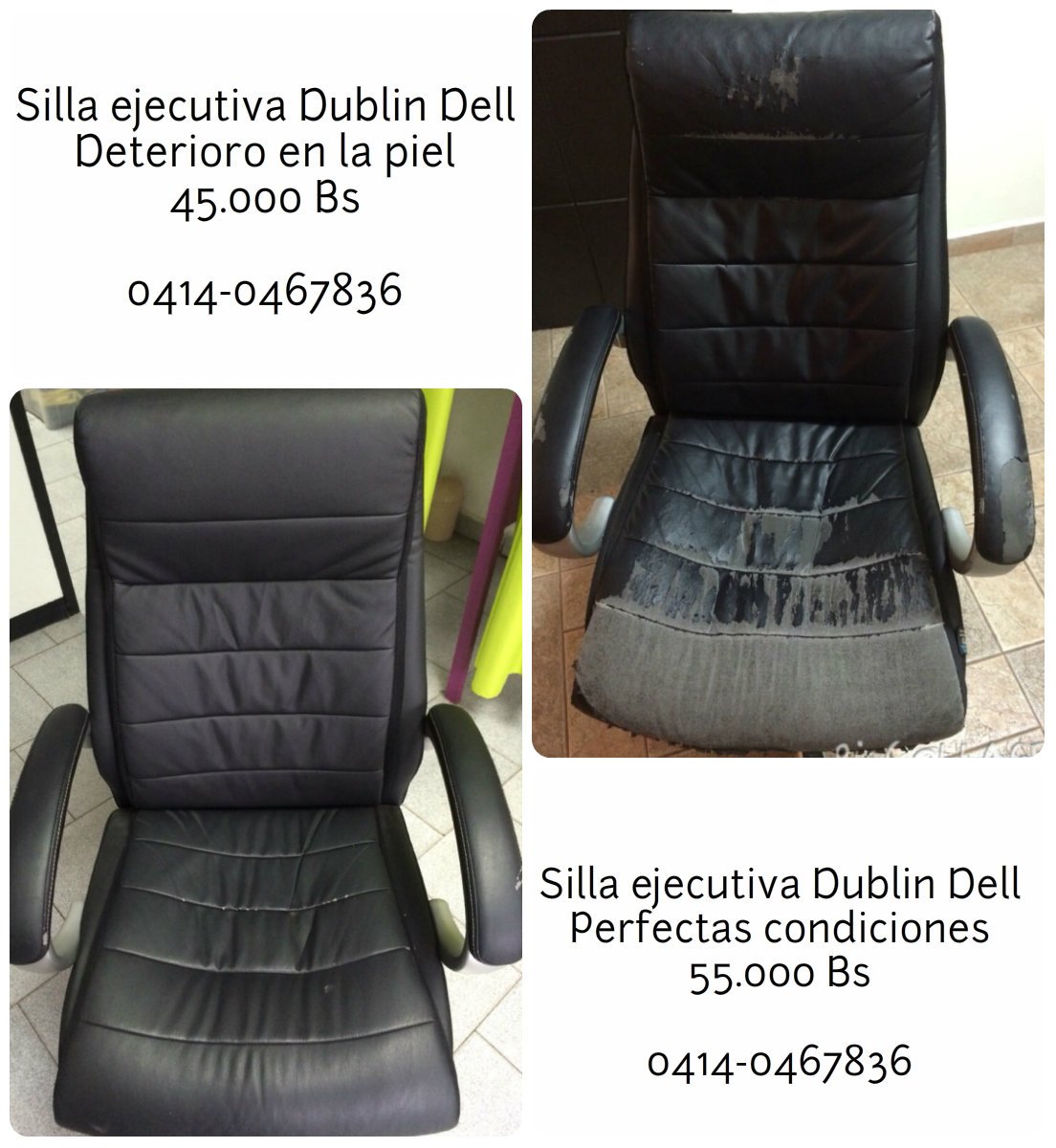 ventasviaweb's tweet photo. sillas Dublin Dell una con deterioro en piel y una perfectas condiciones 55mil / 45mil Bs #ventas #valencia #silla https://t.co/d4zCw48BEG