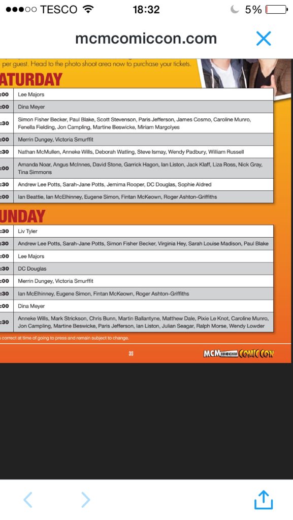 Subject to change but some of our guests in the shoot section timetable, likely to change <a href="/MCMComicCon/">MCM Comic Con</a>
