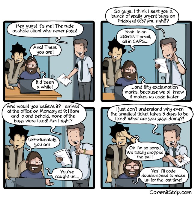 CommitStrip's tweet photo. Three days to fix a bug
 https://t.co/tW7g8OHgLx https://t.co/EpUfokEcJP