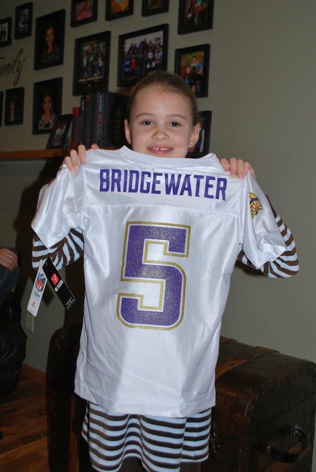 My 9 Y/O sister's top item on her birthday list was a <a href="/teddyb_h2o/">Teddy Bridgewater</a> jersey. #skol <a href="/Vikings/">Minnesota Vikings</a>!