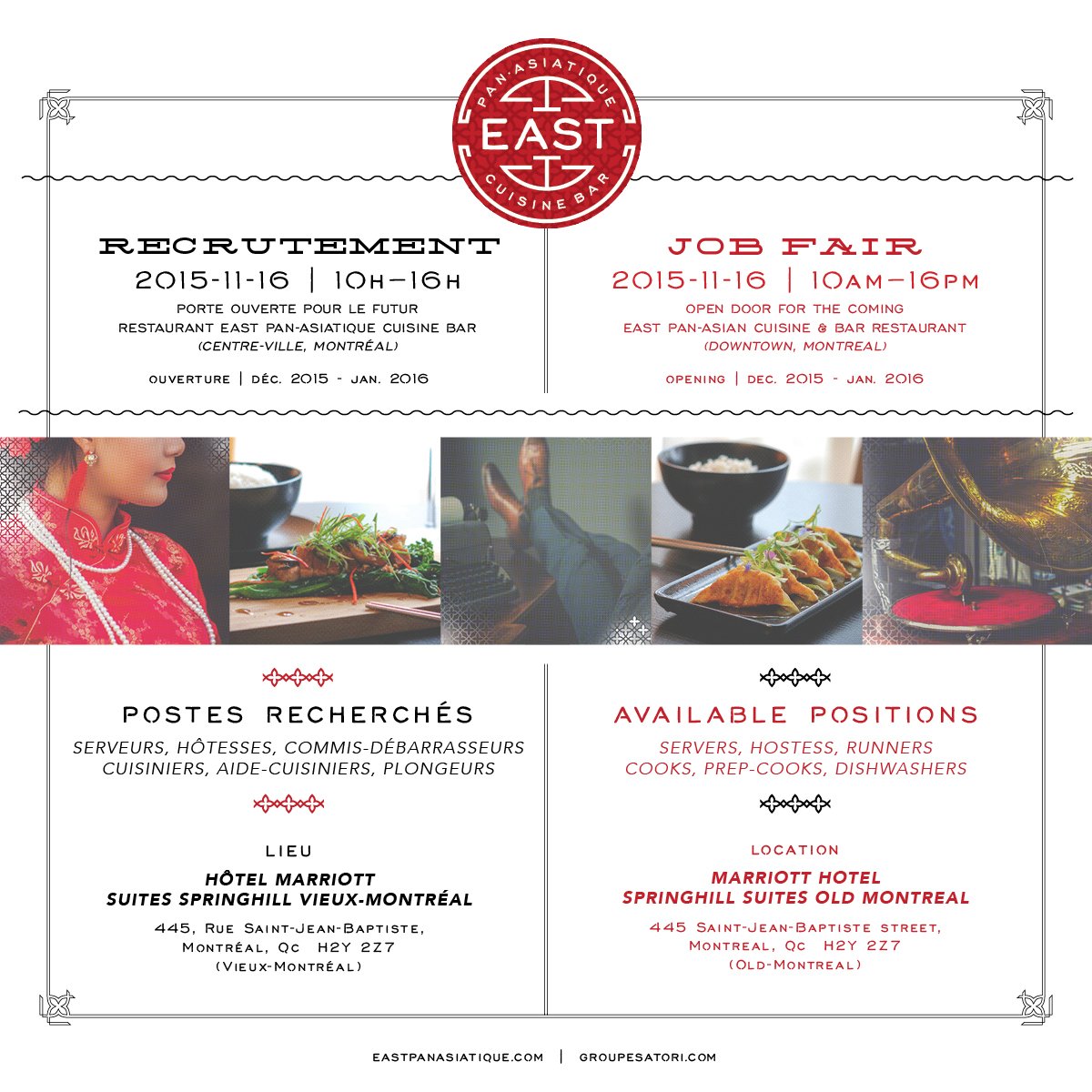 eastMTL's tweet photo. Recrutement aujourd'hui au EAST (resto du @RenMontreal) / Job Fair Today at East (@RenMontreal restaurant) https://t.co/XlFUHjOzek